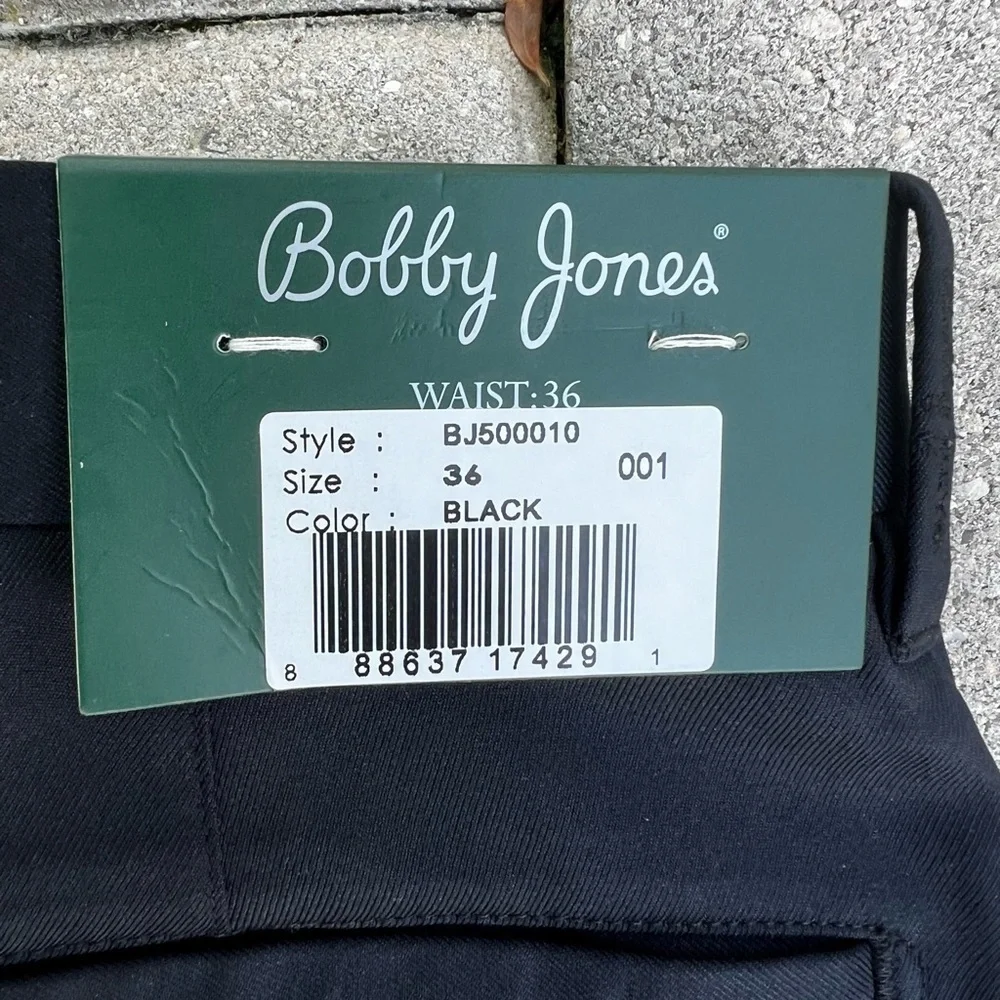 Bobby Jones Black Golf Pant Men's 36 Pleated Front Polyester Unfinished New